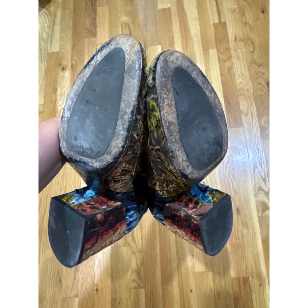 STRATEGIA Velvet Brocade Patchwork Boho Festival Ankle Boots Whimsygoth 39.5 - Picture 9 of 10
